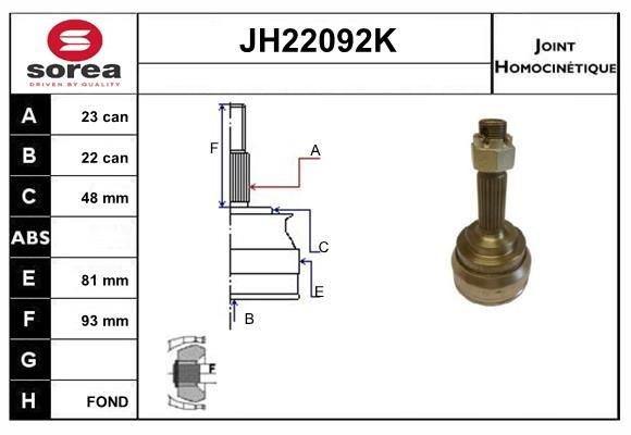 KIT CV JOINT AVEC KR078 - MICRA