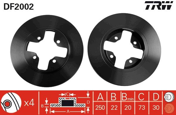 TRW BRAKE DISC - TWIN PACK - TecDoc 1