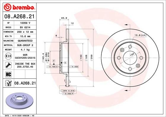 Brake Disc 08.A268.21