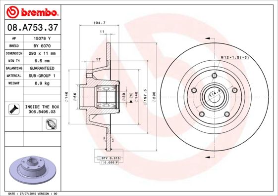 DISQUE FR.+ROULEM BREMBO