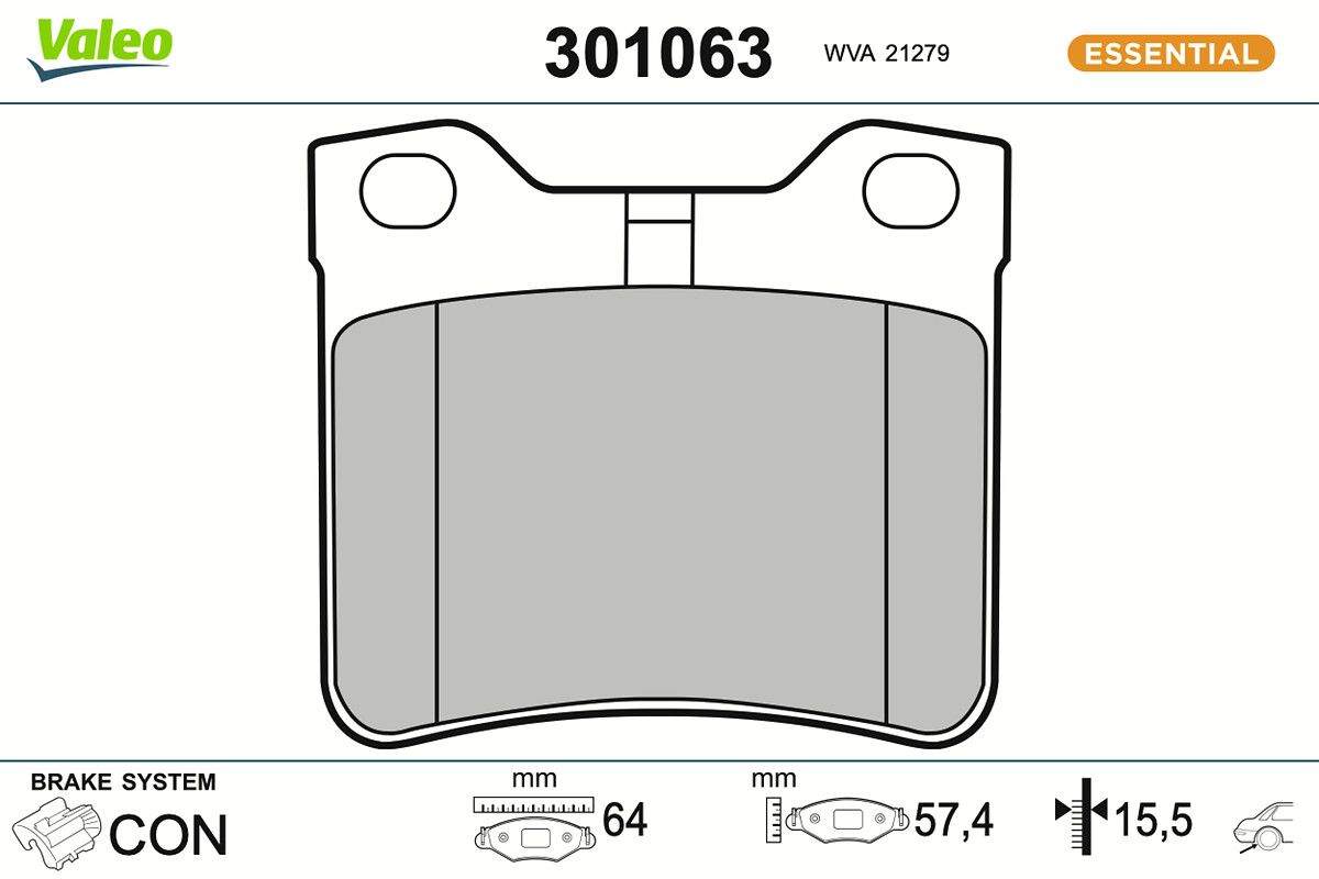 VALEO 301063 - Bremsbelagsatz, Scheibenbremse