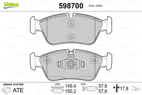 Brake Pad Set, disc brake 598700