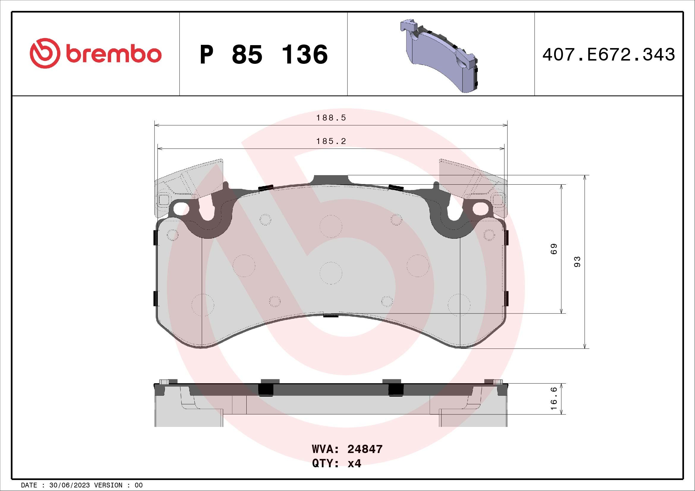 Brake Pad Set, disc brake P 85 136