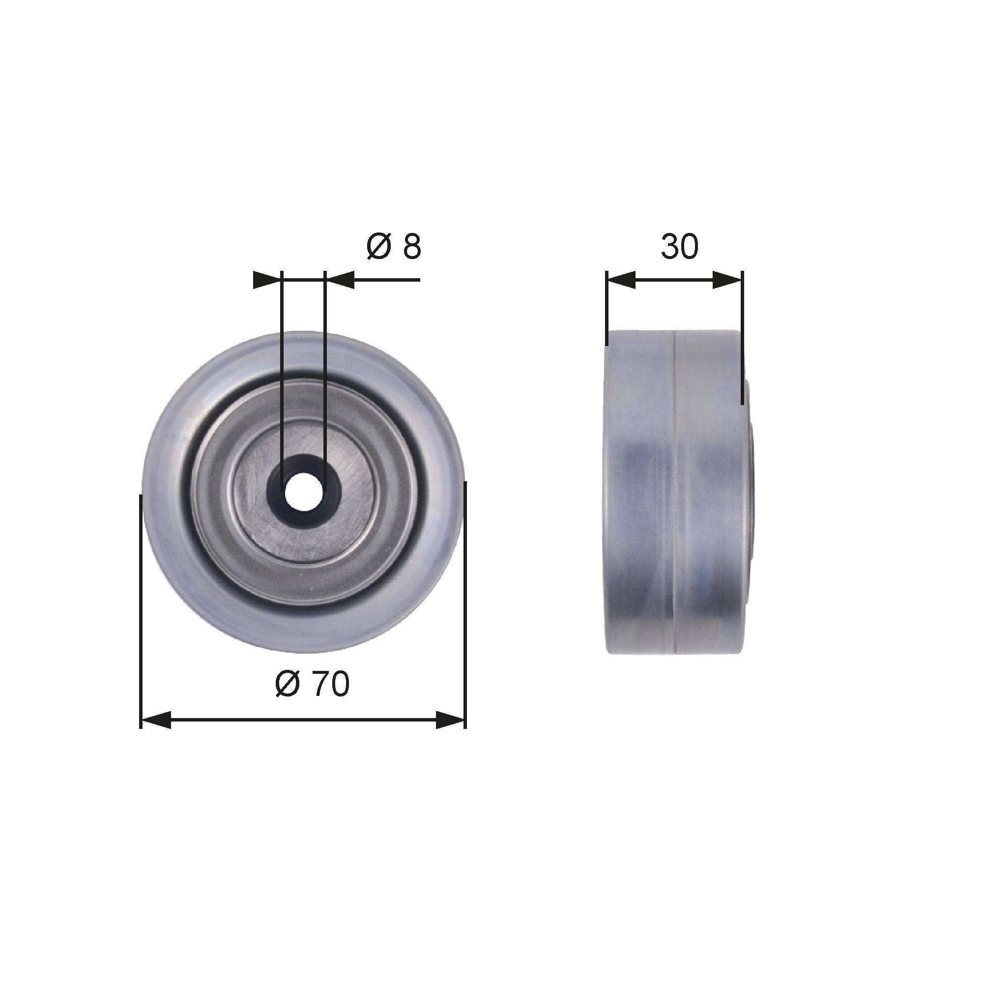 Deflection/Guide Pulley, V-ribbed belt T36386