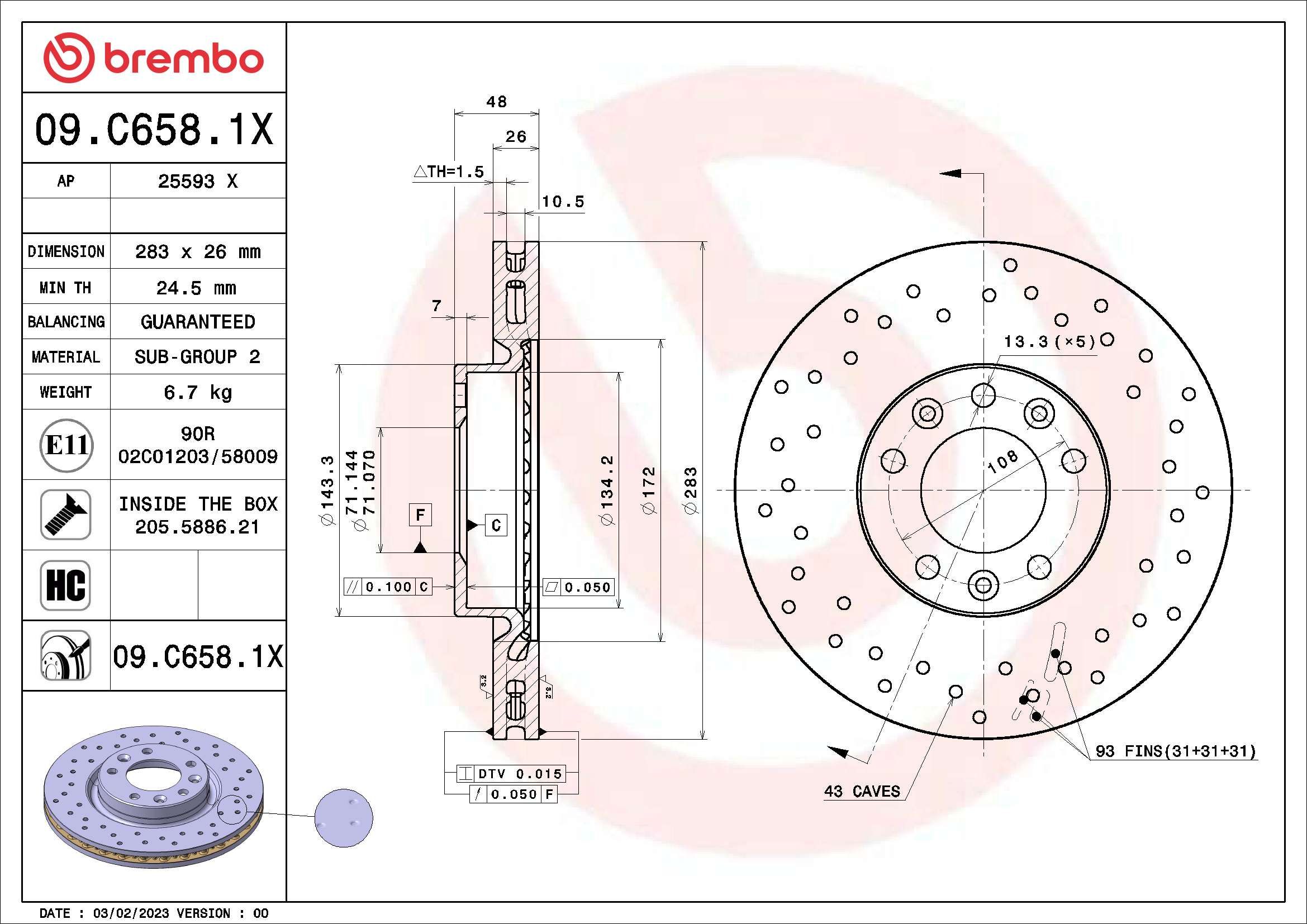 Тормозной диск 09.C658.1X