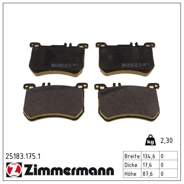 Zimmermann 25183.175.1 Bremsbelagsatz, Scheibenbremse