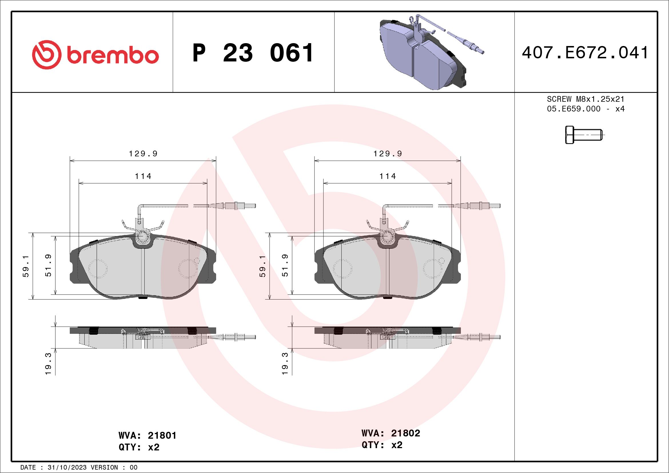 Brake Pad Set, disc brake P 23 061