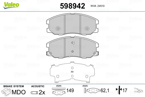 Brake Pad Set, disc brake 598942