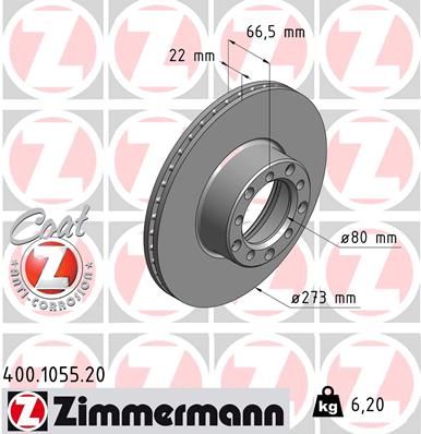 ZIMMERMANN 400.1055.20 - Bremsscheibe COAT Z