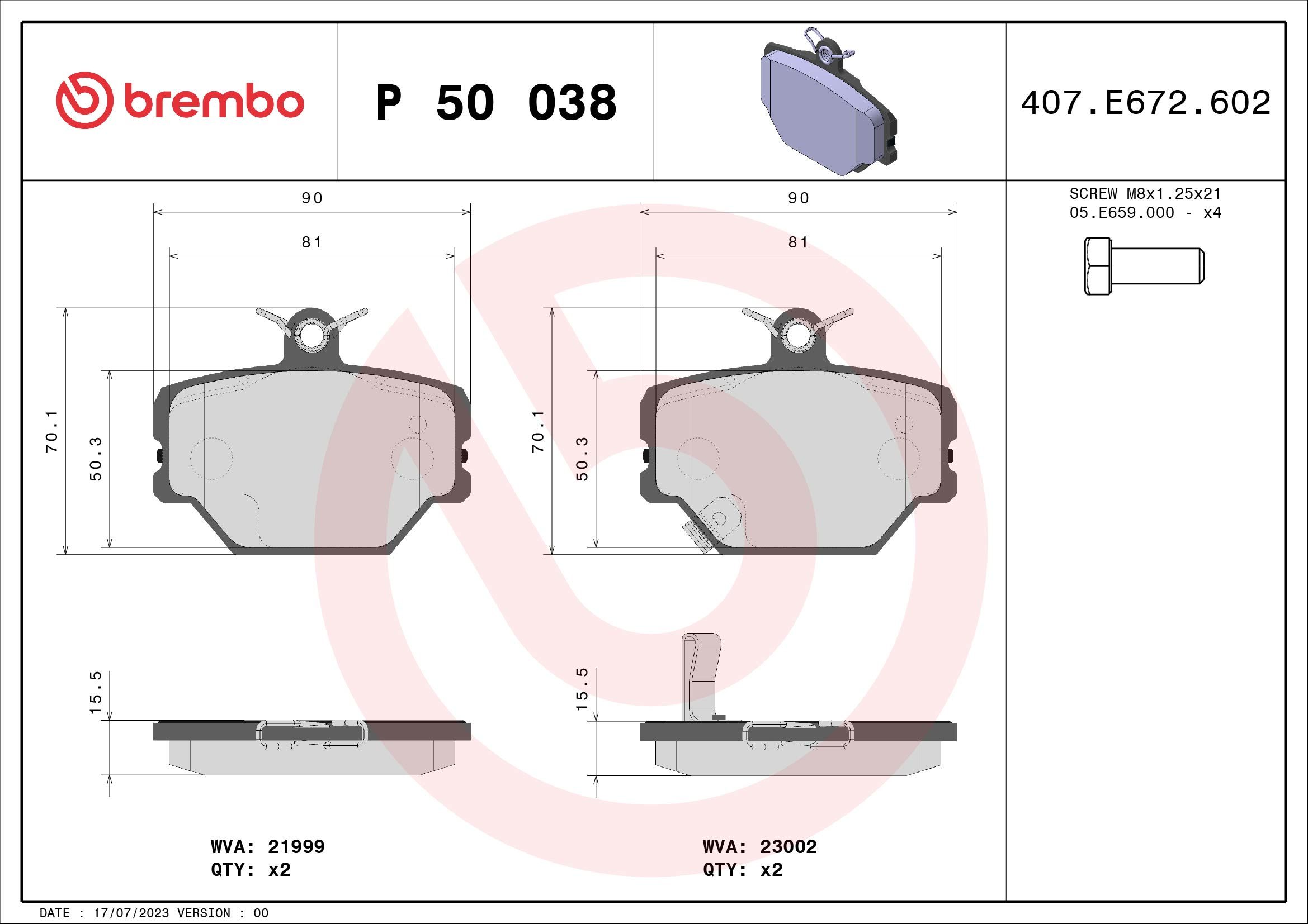 Brake Pad Set, disc brake P 50 038