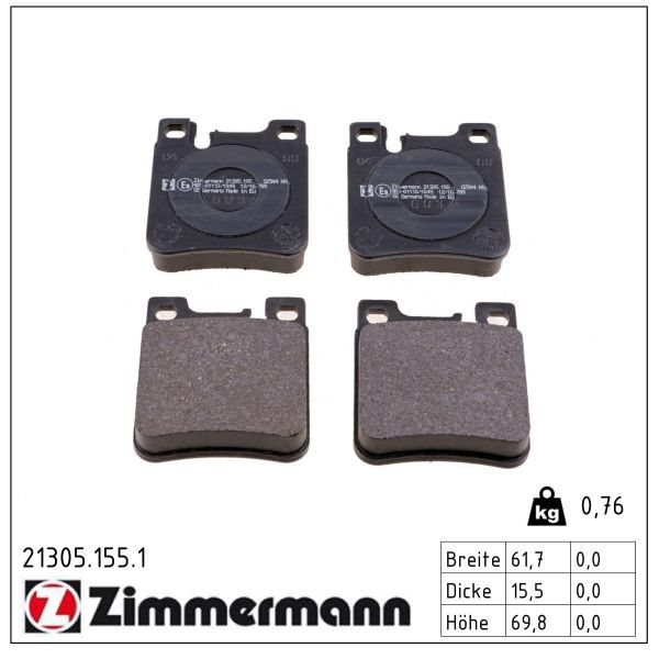 ZIMMERMANN 21305.155.1 - Bremsbelagsatz, Scheibenbremse