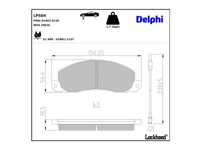 DELPHI LP504 - Bremsbelagsatz, Scheibenbremse
