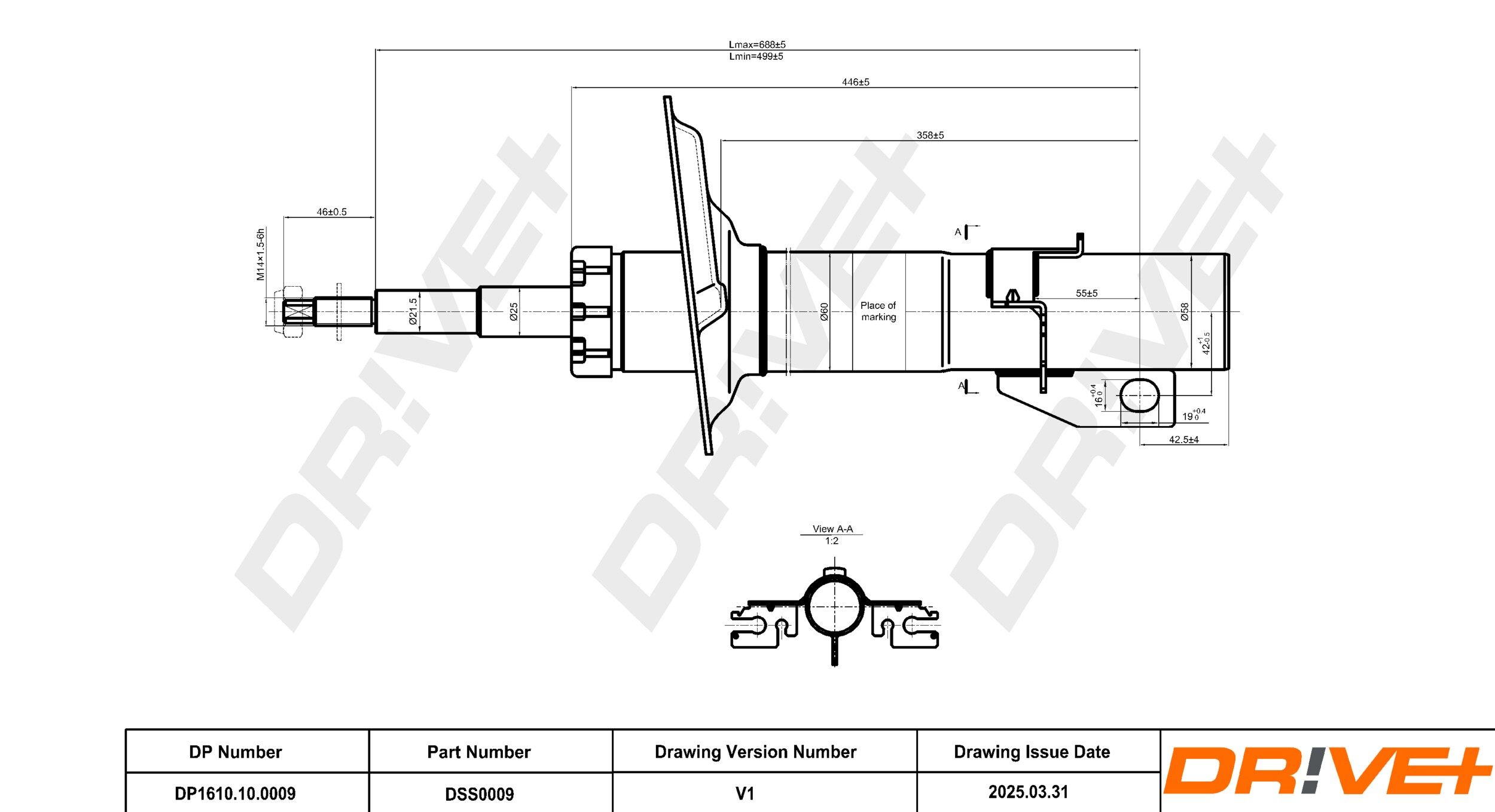 amortizatorius DP1610.10.0009 Dr!ve+