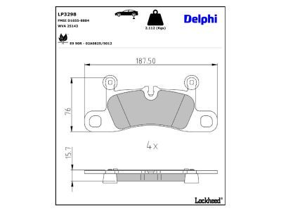 DELPHI LP3298 - Bremsbelagsatz, Scheibenbremse