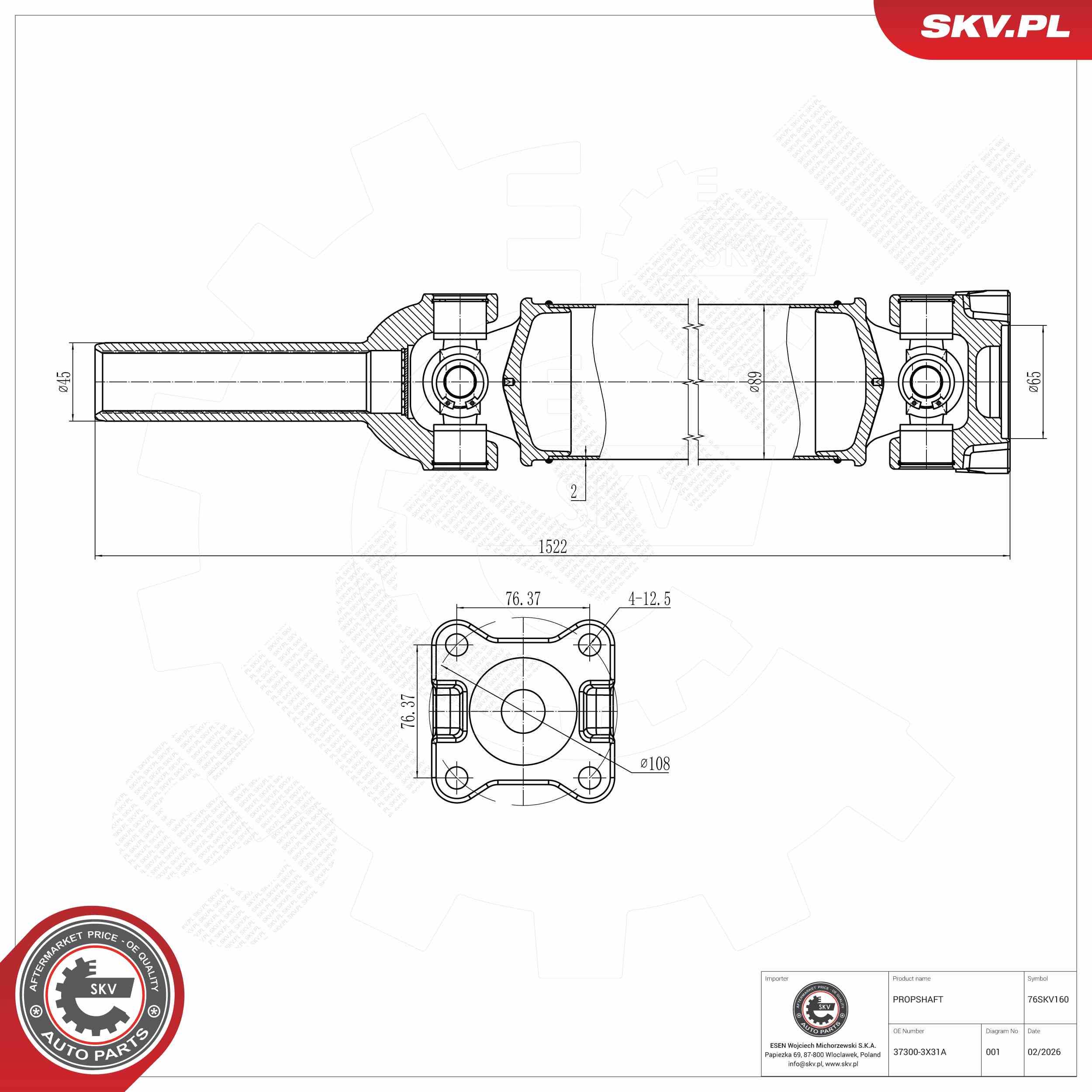 ESEN SKV 76SKV160 - Antriebswelle