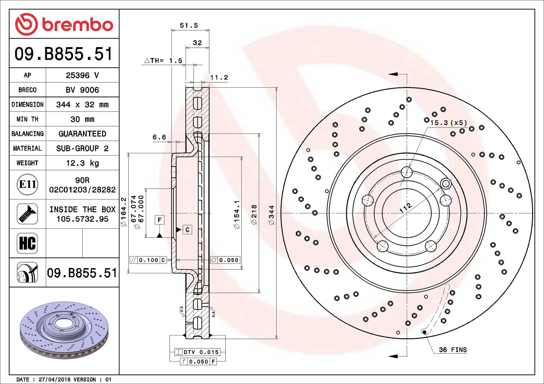 MERCEDES BENZ CLS350 11-14 (FRT) *X/Drilled - TecDoc 1