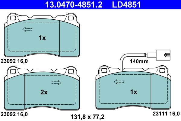 Brake Pad Set, disc brake 13.0470-4851.2