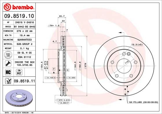 Brake Disc 09.8519.11