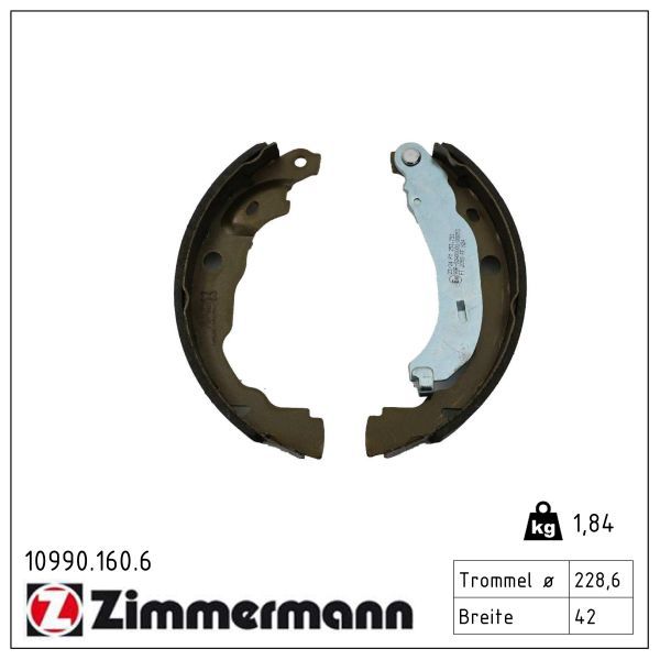 Zimmermann 10990.160.6 Bremsbackensatz, Feststellbremse