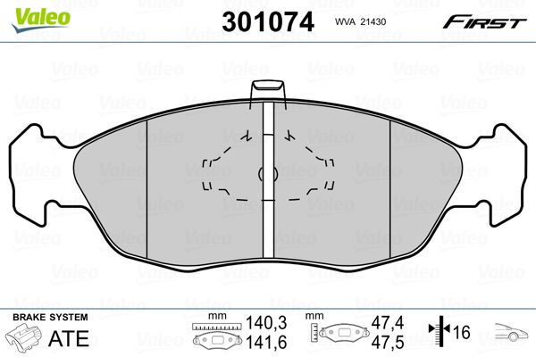 Brake Pad Set, disc brake 301074