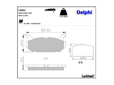 DELPHI LP802 - Bremsbelagsatz, Scheibenbremse