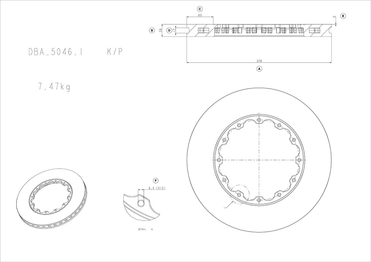 5000 Rotor Standard - With Replacement NAS Nuts -KP [ HSV VR/VS 93-97 F ] - TecDoc Only
