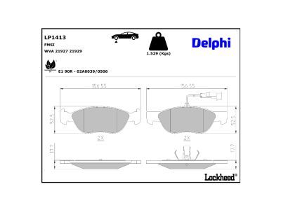 DELPHI LP1413 - Bremsbelagsatz, Scheibenbremse