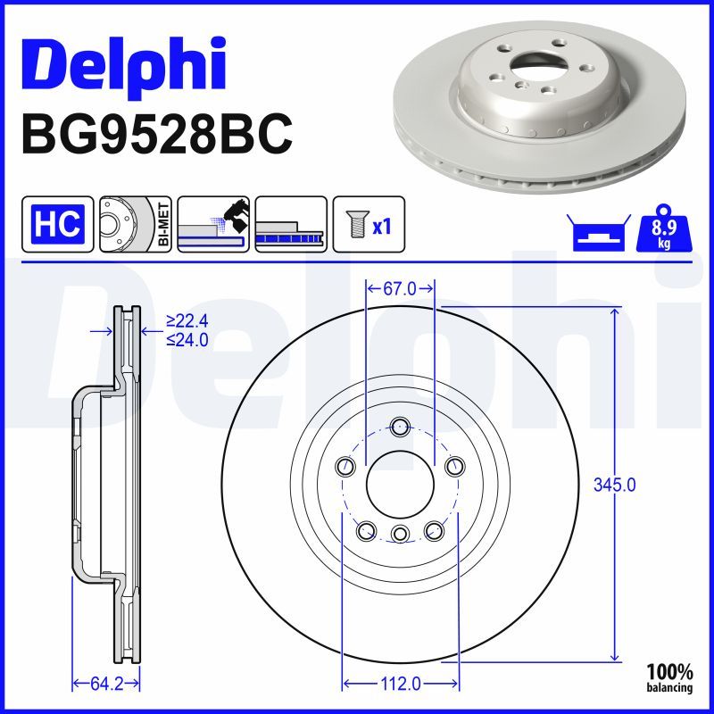 Delphi BG9528BC - Bremsscheibe