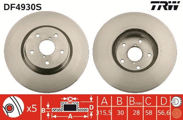 TRW BRAKE DISC - TecDoc 1