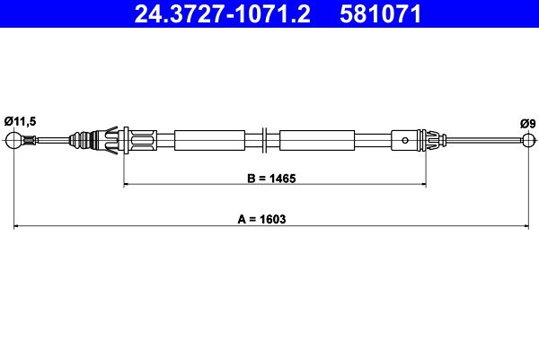 Cable Pull, parking brake 24.3727-1071.2