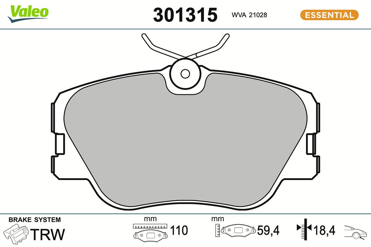 VALEO 301315 - Bremsbelagsatz, Scheibenbremse