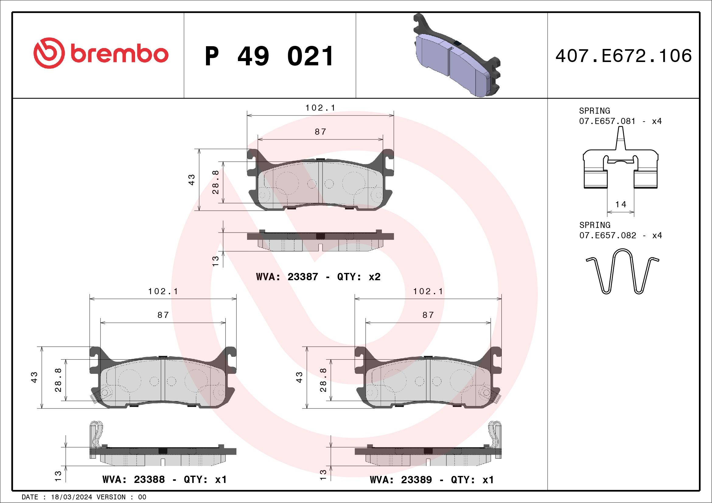 Brake Pad Set, disc brake P 49 021