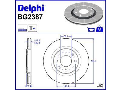 DELPHI BG2387 - Bremsscheibe