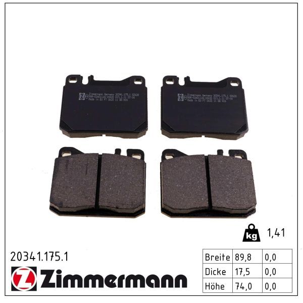 ZIMMERMANN 20341.175.1 - Bremsbelagsatz, Scheibenbremse