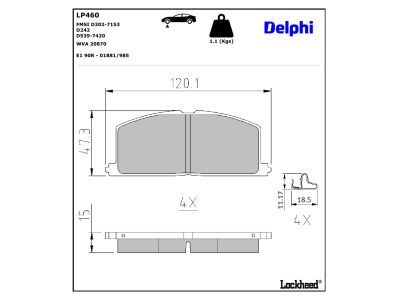 DELPHI LP460 - Bremsbelagsatz, Scheibenbremse