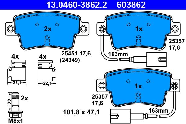 Brake Pad Set, disc brake 13.0460-3862.2