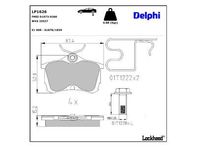 DELPHI LP1626 - Bremsbelagsatz, Scheibenbremse
