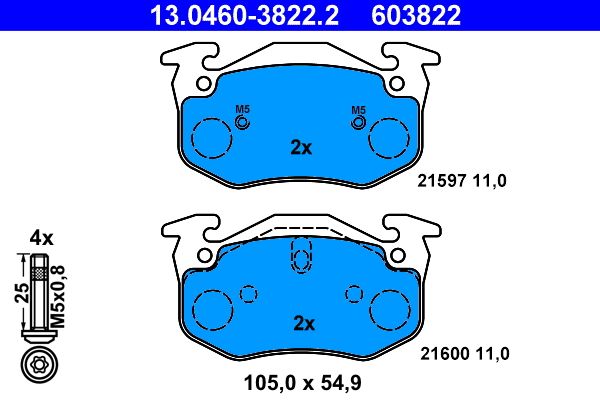 Brake Pad Set, disc brake 13.0460-3822.2