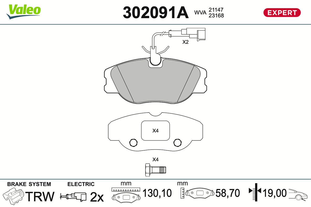 Bremsbelagsatz, Scheibenbremse