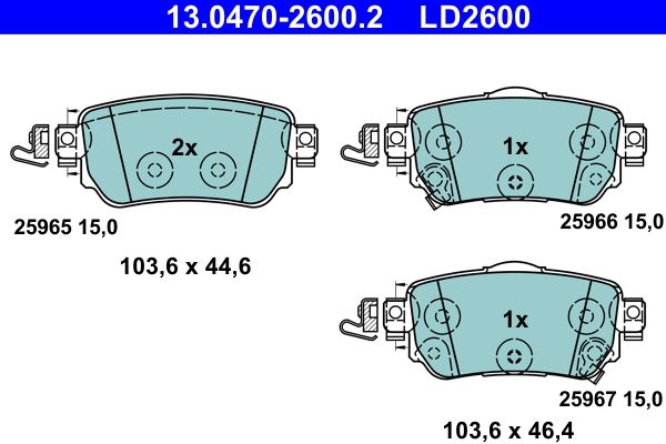 Комплект тормозных колодок, дисковый тормоз 13.0470-2600.2