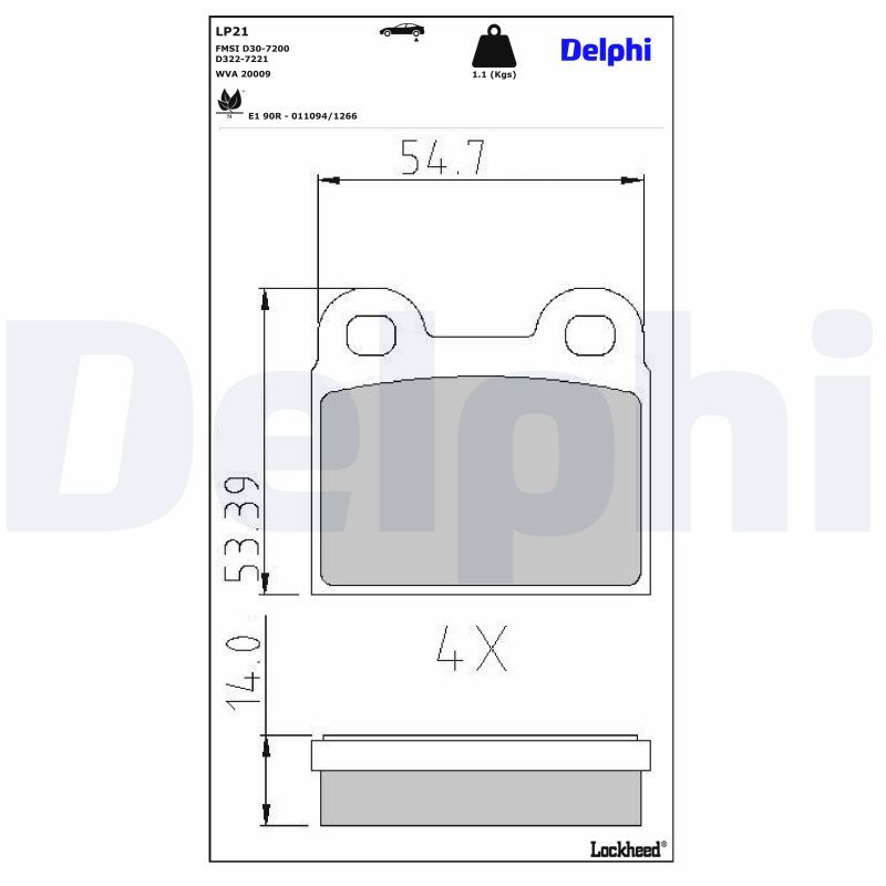 DELPHI LP21 - Bremsbelagsatz, Scheibenbremse