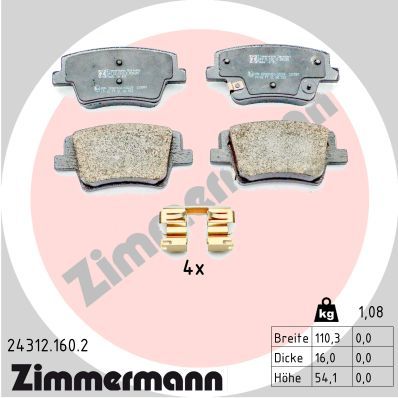 Brake Pad Set, disc brake 24312.160.2