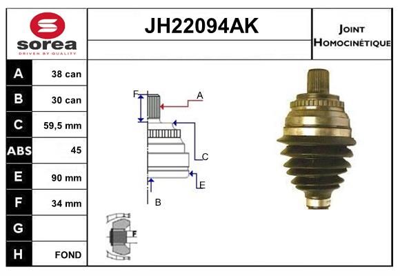 KIT CV JOINT AVEC KR089 - 100-100 A