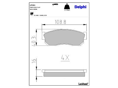 DELPHI LP261 - Bremsbelagsatz, Scheibenbremse
