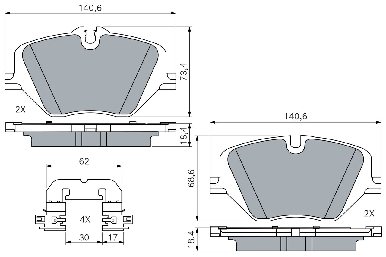 Bremsbelagsatz, Scheibenbremse