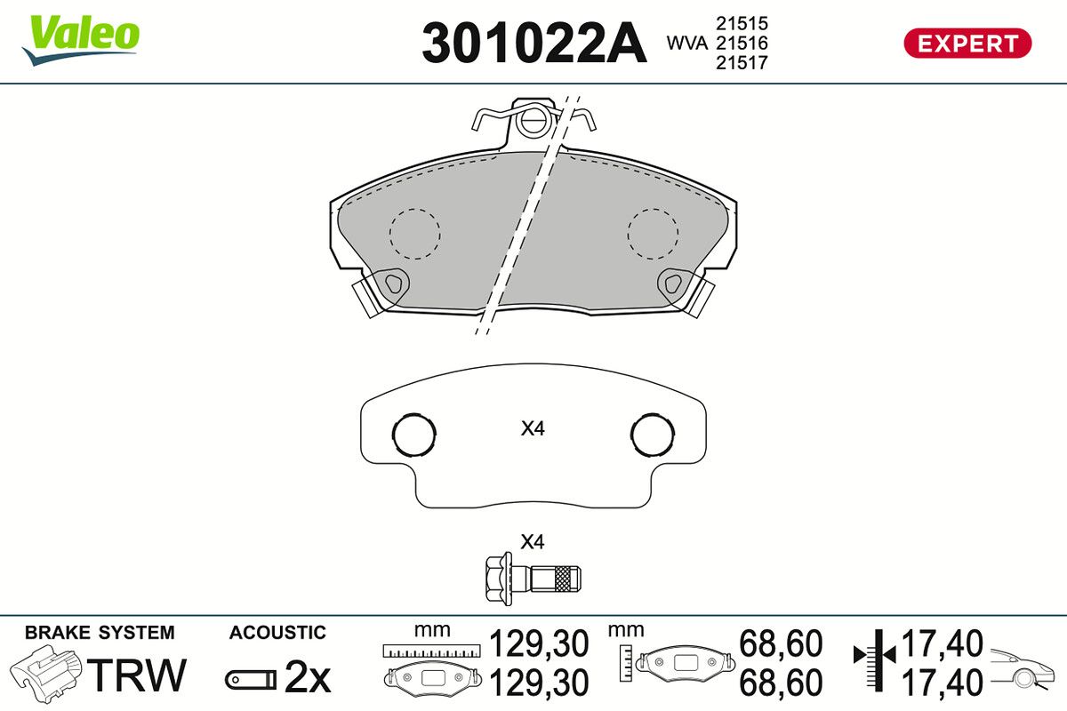 Bremsbelagsatz, Scheibenbremse