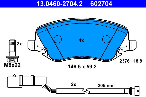 Brake Pad Set, disc brake 13.0460-2704.2