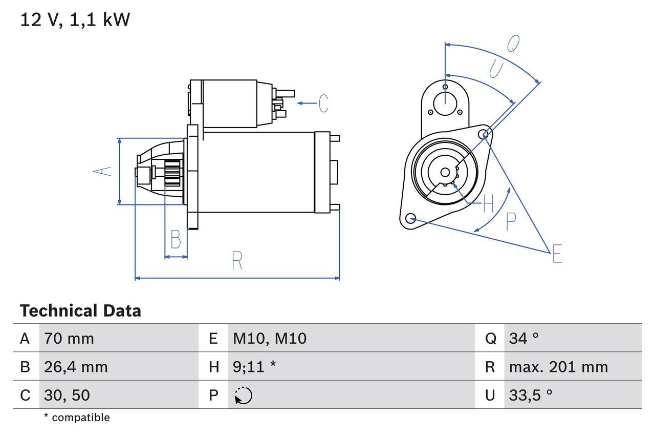 BOSCH 0 986 020 350 Starter