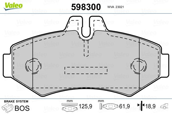 Комплект тормозных колодок, дисковый тормоз 598300