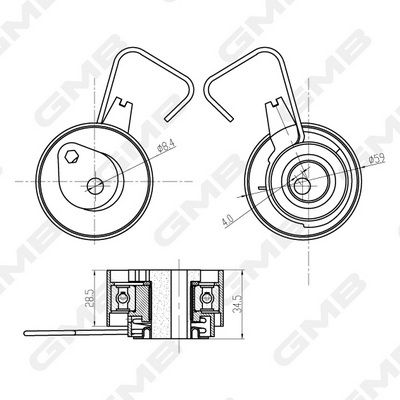Polea tensora, correa dentada